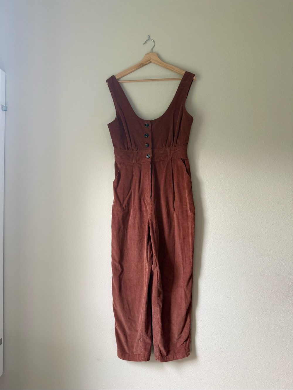 Urban Outfitters Rust Scoop-Neck Button Jumpsuit